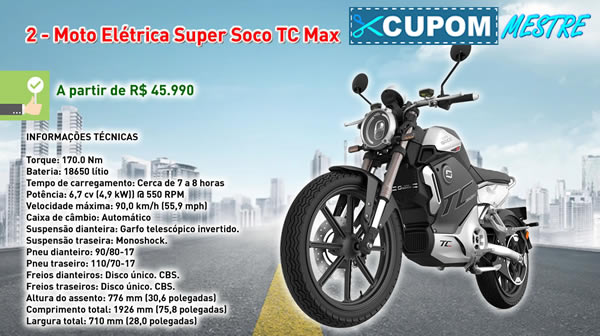 2 - Moto Elétrica Super Soco TC Max