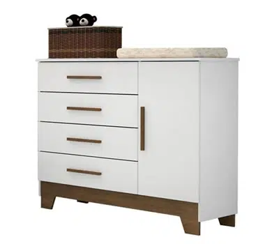 7 - Cômoda Infantil Ester Retro Rosa Acetinado Amadeirado CAROLINA MÓVEIS