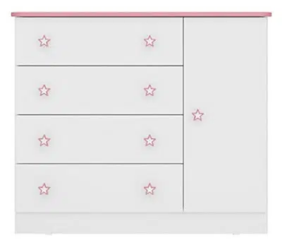 8 - Cômoda para Bebê Rosa com Sapateira QMOVI