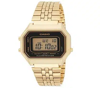 7 - Relógio Digital Feminino Dourado Vintage CASIO LA680WGA-1