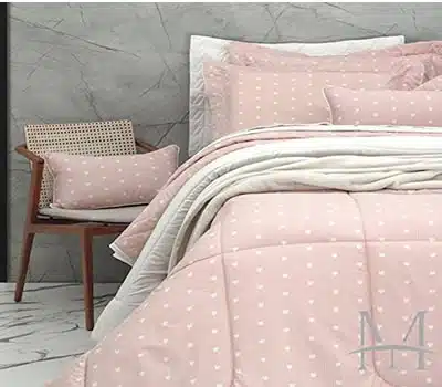 6 - Edredom de Solteiro KACYUMARA Vida Bela Vintage Love Rose