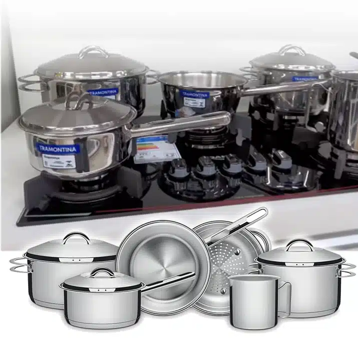 Jogo de Panelas Tramontina Solar em Aço Inox