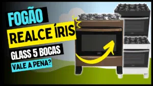Fogão Realce Íris Glass 5 Bocas Automático