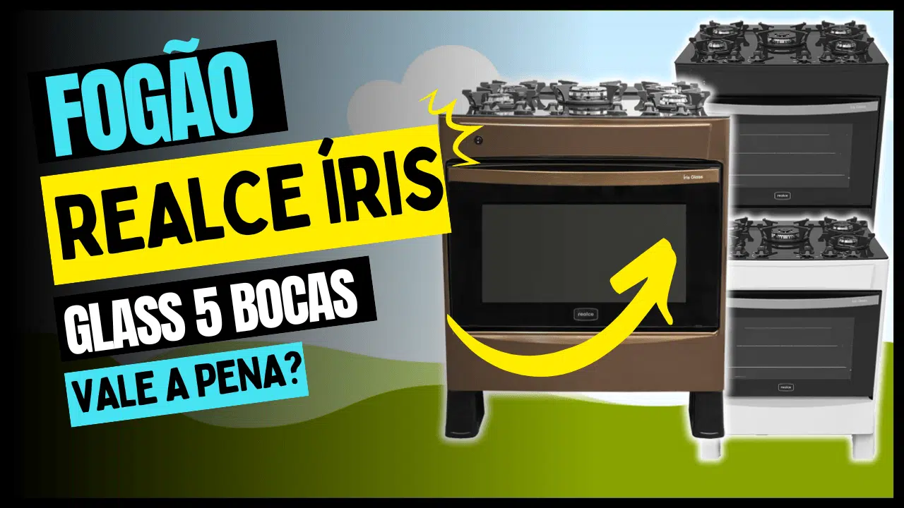 Fogão Realce Íris Glass 5 Bocas Automático