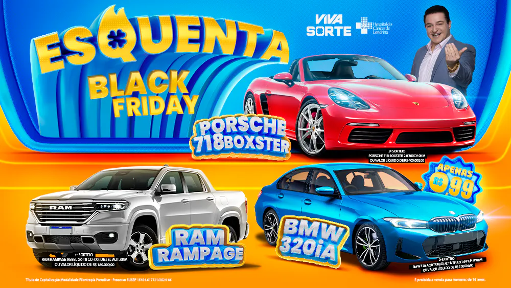 viva sorte PORSCHE + BMW + RAM POR APENAS 99 CENTAVOS!