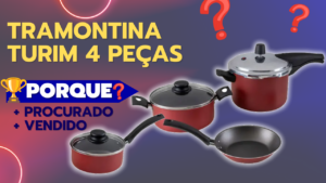 Jogo de Panelas Tramontina Turim Antiaderente de Alumínio Vermelho 4 Peças